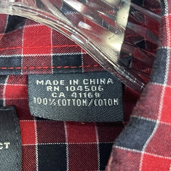 G-Star Raw Shirt Mens Large Red Plaid Long Sleeve Snap Up‎ Graphic Print - Picture 9 of 13